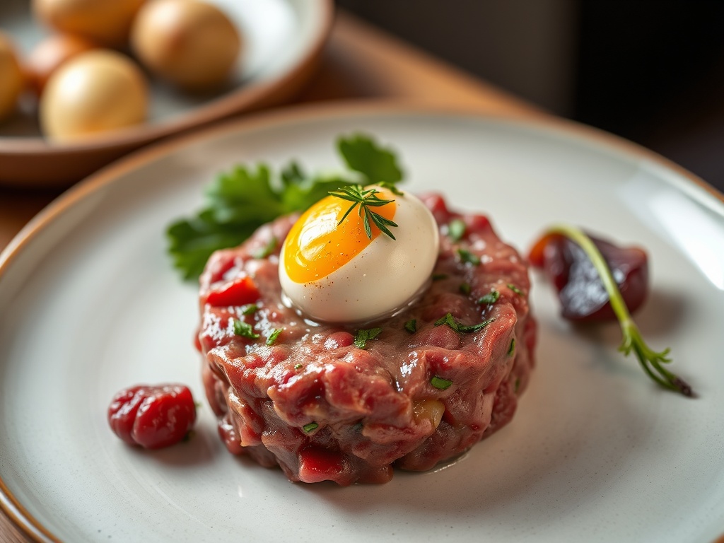 Beef Tartare with Quail Egg and Truffle